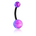 Curved Barbells, Belly button ring (surgical steel, black, shiny finish), Surgical Steel 316L ,  Acrylic