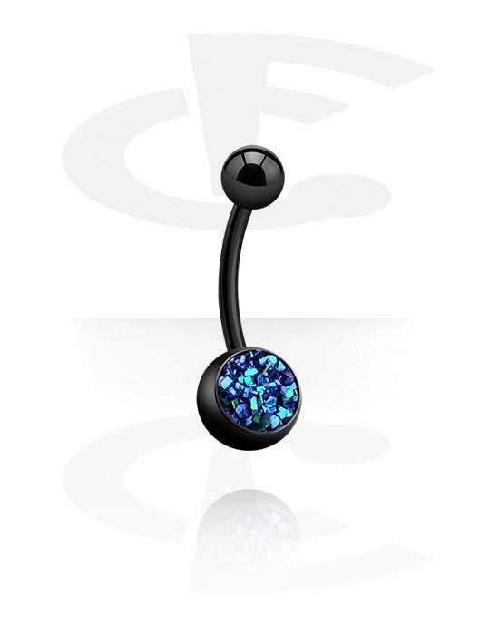 Curved Barbells, Black Jewelled Banana, Surgical Steel 316L