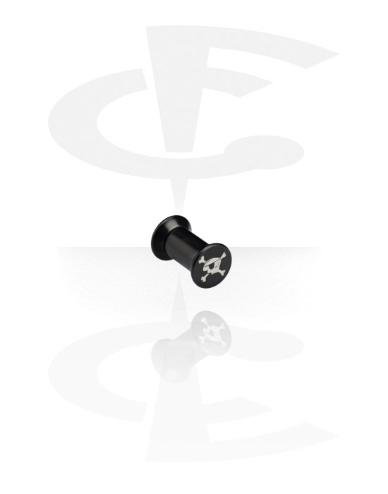 Tunnels & Plugs, Laser Etched Black Box Plug, Surgical Steel 316L