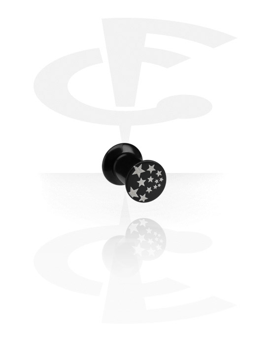 Tunnels & Plugs, Laser Etched Black Box Plug, Chirurgisch Staal 316L