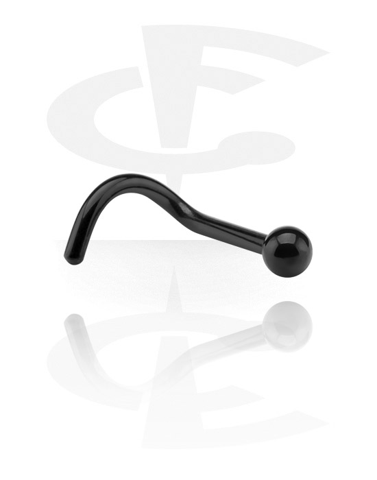 Nose Jewelry & Septums, Curved nose stud (surgical steel, black, shiny finish), Surgical Steel 316L