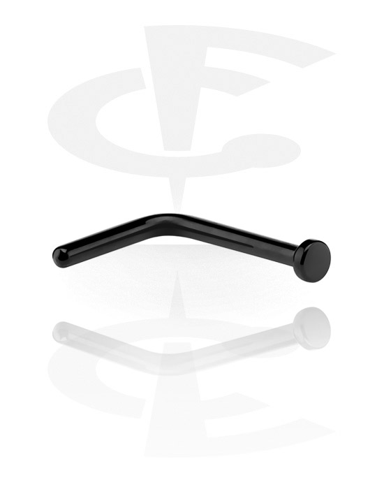 Nosovky a kroužky do nosu, Nosovka ve tvaru L (chirurgická ocel, černá, lesklý povrch), Chirurgická ocel 316L