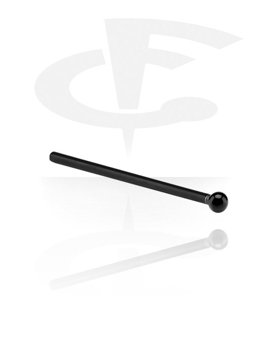 Nose Jewellery & Septums, Straight nose stud (surgical steel, black, shiny finish), Surgical Steel 316L