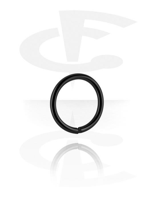 Piercingringen, Doorlopende ring (chirurgisch staal, zwart, glanzende afwerking), Zwart chirurgisch staal 316L