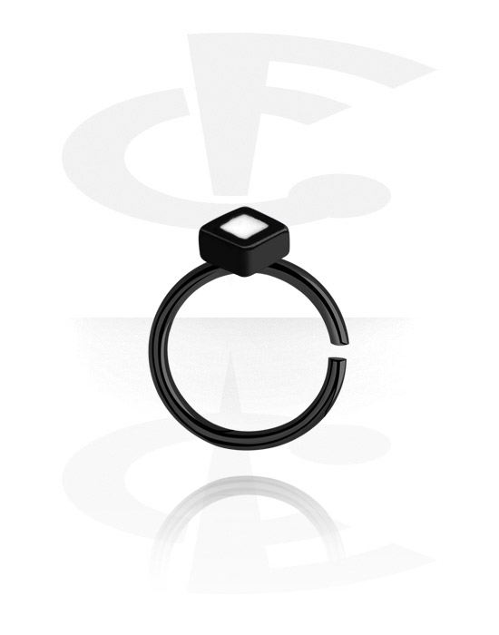Piercingringen, Doorlopende ring (chirurgisch staal, zwart, glanzende afwerking), Chirurgisch staal 316L