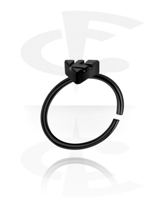 Anéis piercing, Continuous ring (aço cirúrgico, preto, acabamento brilhante), Aço cirúrgico 316L