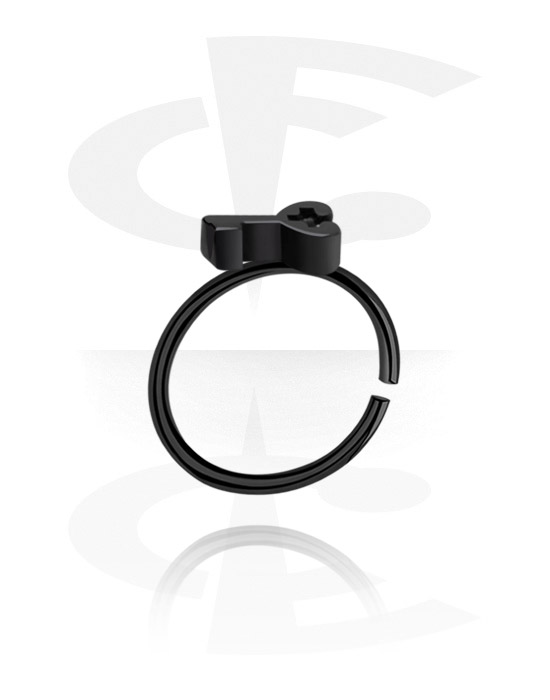 Anéis piercing, Continuous ring (aço cirúrgico, preto, acabamento brilhante), Aço cirúrgico 316L