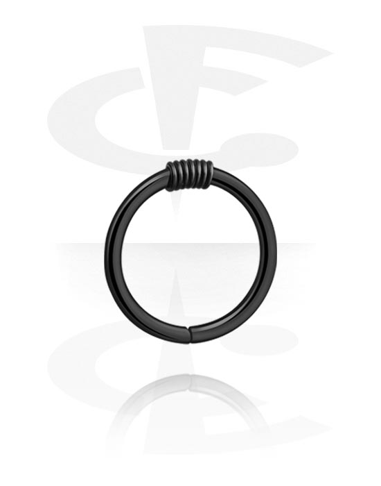 Anéis piercing, Continuous ring (aço cirúrgico, preto, acabamento brilhante), Aço cirúrgico preto 316L