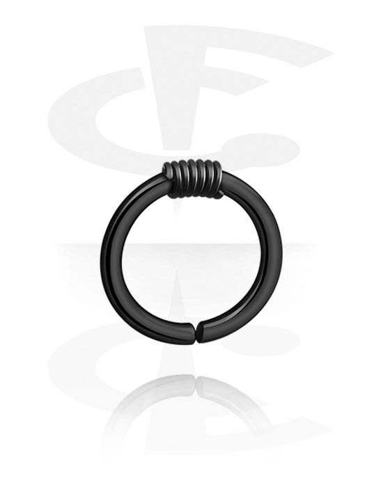 Piercing ad anello, Continuous ring (acciaio chirurgico, nero, finitura lucida), Acciaio chirurgico nero 316L