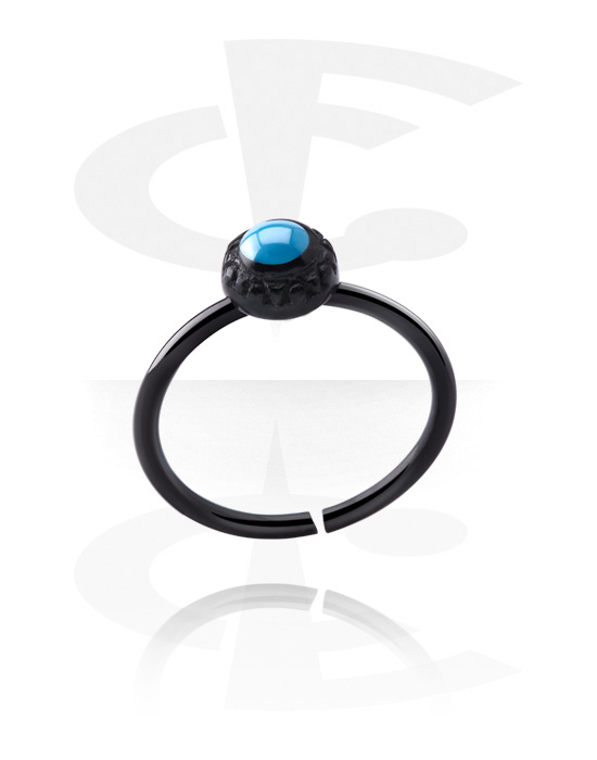 Piercingringar, Continuous ring (surgical steel, black, shiny finish), Kirurgiskt stål 316L