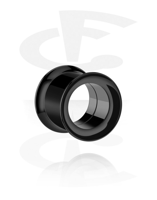 Tunnels & Plugs, Double flared tunnel (surgical steel, black, shiny finish), Surgical Steel 316L