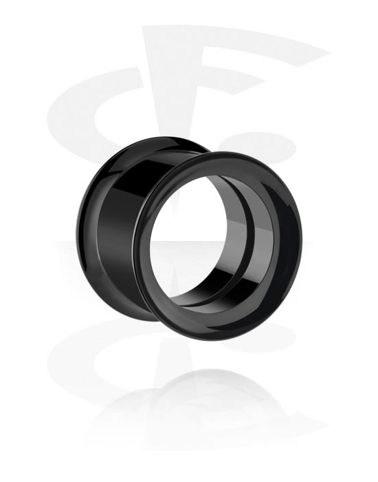 Tunnels & Plugs, Tunnel double flared (acier chirurgical, noir), Acier chirurgical 316L