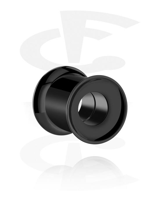 Tunnels & Plugs, Tunnel double flared (acier chirurgical, noir), Acier chirurgical 316L