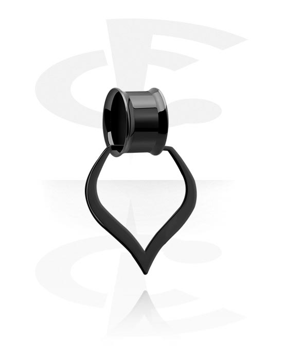 Tunnels & Plugs, Double flared tunnel (surgical steel, black, shiny finish) with creole, Surgical Steel 316L