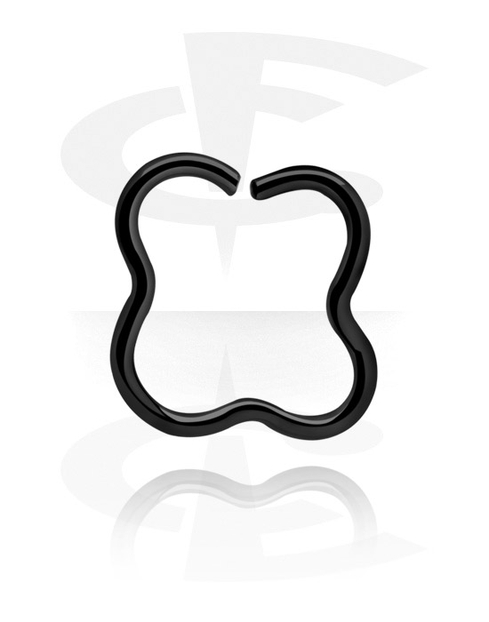 Piercingringar, Continuous ring "flower" (surgical steel, black, shiny finish), Kirurgiskt stål 316L