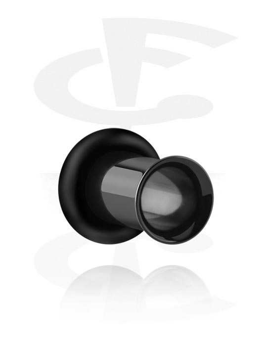Tunnels & Plugs, Single flared tunnel (surgical steel, black) met O-ring, Chirurgisch staal 316L