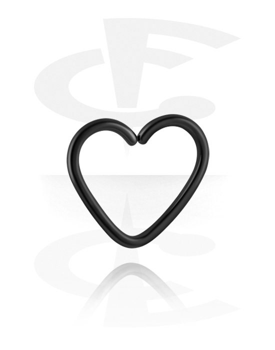 Piercinggyűrűk, Heart-shaped continuous ring (surgical steel, black, shiny finish), Fekete sebészeti acél, 316L