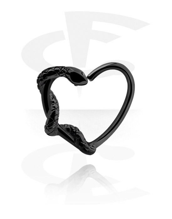 Kółka do piercingu, Kółko rozginane w kształcie serca (stal chirurgiczna, czarny, błyszczące wykończenie)