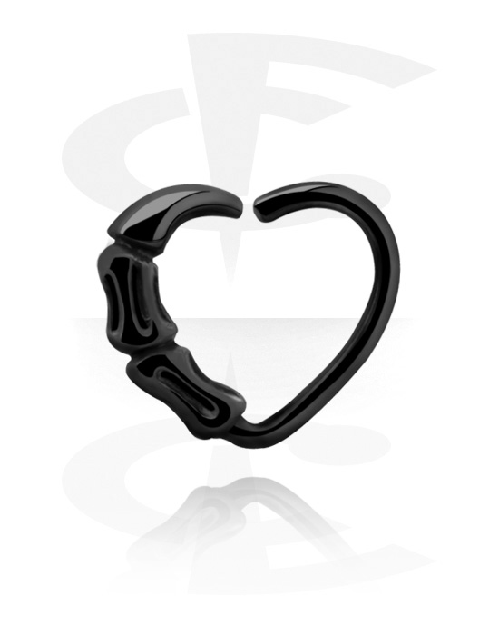 Piercingringar, Heart-shaped continuous ring (surgical steel, black, shiny finish)