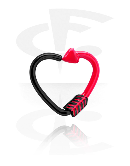Piercinggyűrűk, Heart-shaped continuous ring (surgical steel, black, shiny finish), Sebészeti acél, 316L