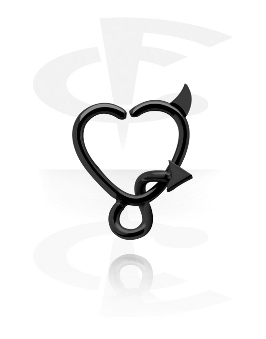 Kółka do piercingu, Kółko rozginane w kształcie serca (stal chirurgiczna, czarny, błyszczące wykończenie), Stal chirurgiczna 316L