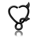 Pírsingové krúžky, Spojitý krúžok v tvare srdca (chirurgická oceľ, čierna, lesklý povrch), Chirurgická oceľ 316L