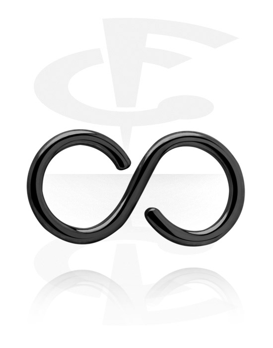 Anéis piercing, Continuous ring "símbolo do infinito" (aço cirúrgico, preto, acabamento brilhante), Aço cirúrgico 316L