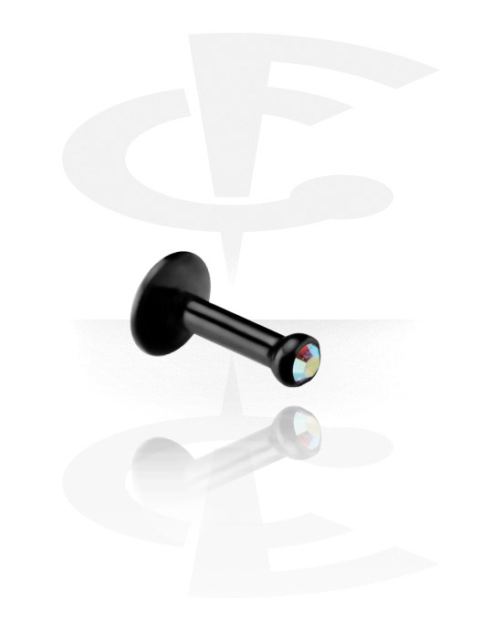 Labrety, Internally Threaded Black Steel Labret with Black Steel Ball, Surgical Steel 316L