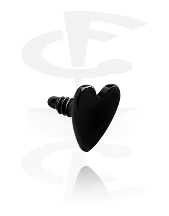 Kuličky, kolíčky a další, Koncovka pro 1,2mm tyčinky s vnitřním závitem (chirurgická ocel, černá, lesklý povrch) s designem srdce, Chirurgická ocel 316L