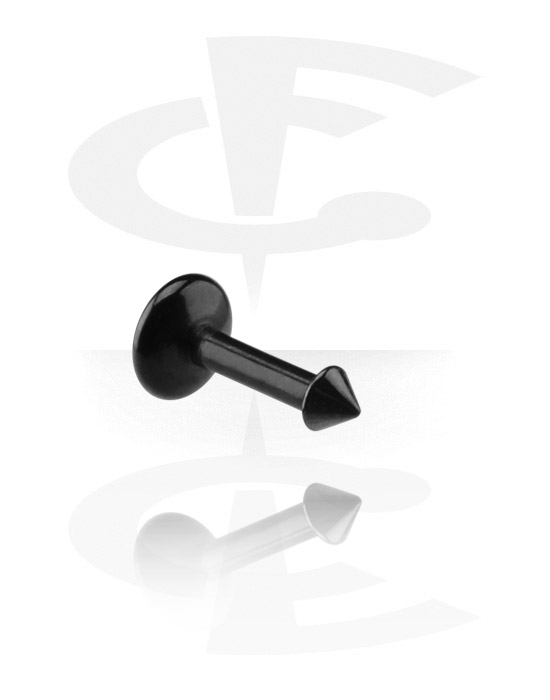 Labrety, Internally Threaded Black Steel Micro Labret with Cone, Surgical Steel 316L