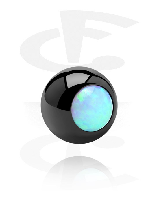 Kulor, stavar & mer, Ball for threaded pins (surgical steel, black, shiny finish) med konstgjord opal, Kirurgiskt stål 316L