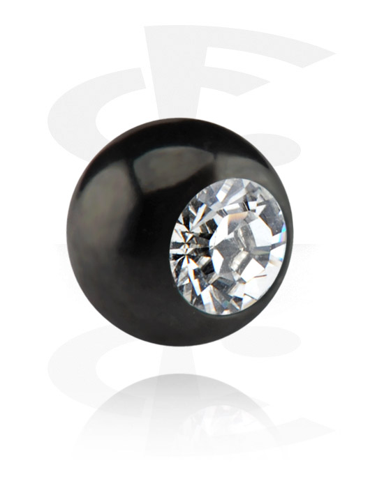 Kuler og staver ++, Black Micro Jeweled Ball, Surgical Steel 316L