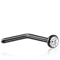 Nosovky a krúžky do nosa, Nosovka v tvare L (chirurgická oceľ, čierna, lesklý povrch) s Kryštálový kameň, Chirurgická oceľ 316L