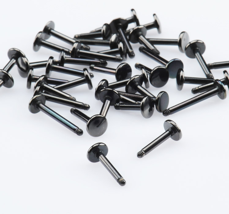 Partisalg, Black Labret Pins Gauge 1.6mm, Surgical Steel 316L