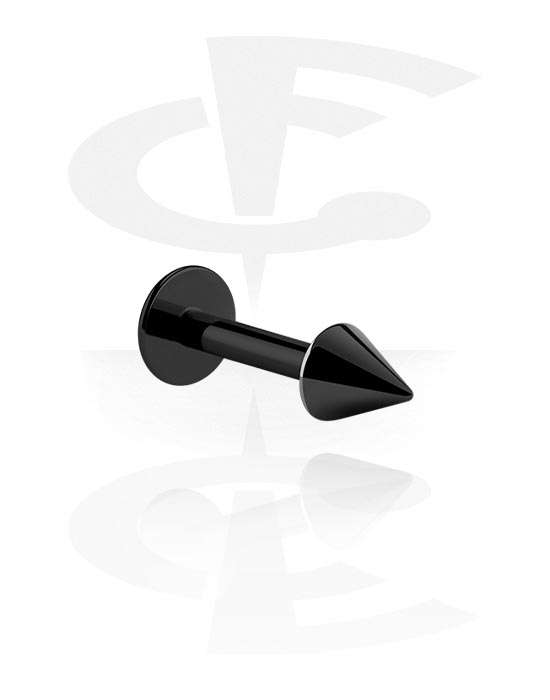 Labrets, Labret (surgical steel, black, shiny finish) met cone