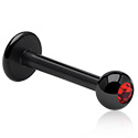 Labrets, Labret (Chirurgenstahl, schwarz, glänzend) mit Kristallsteinkugel, Chirurgenstahl 316L