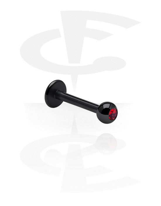 Labrets, Labret (surgical steel, black, shiny finish) with Jewelled Ball, Surgical Steel 316L