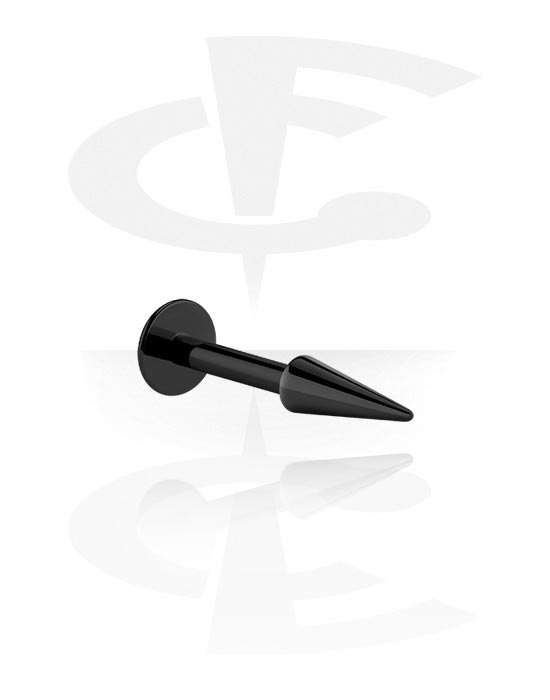 Labrety, Labret (surgical steel, black, shiny finish) z long cone