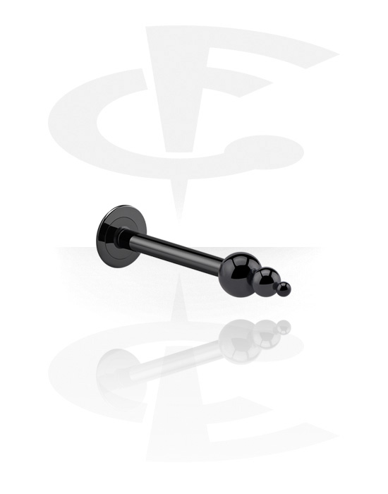 Labrets, Labret (surgical steel, black, shiny finish) with Pyramid