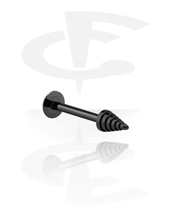 Labrets, Labret (surgical steel, black, shiny finish) met cone