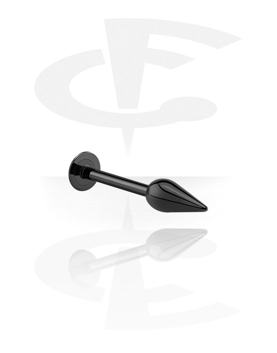 Labrets, Labret (surgical steel, black, shiny finish) met cone, Chirurgisch staal 316L
