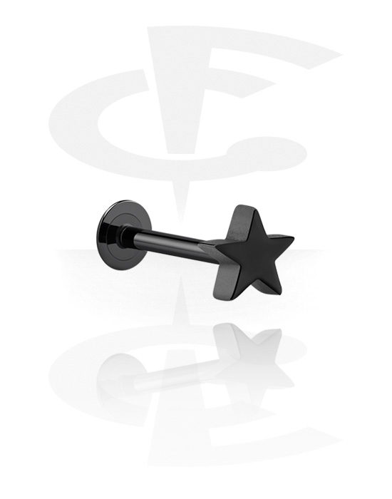 Labrets, Labret (surgical steel, black, shiny finish) met steraccessoire, Chirurgisch staal 316L