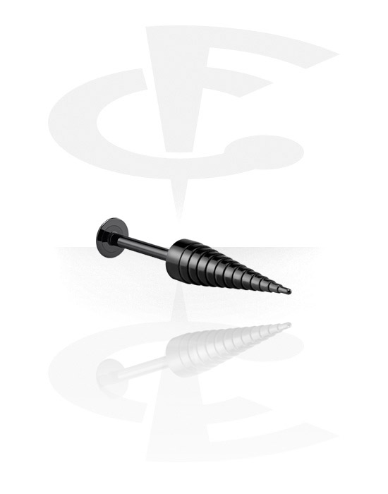 Labrets, Labret (surgical steel, black, shiny finish) avec long cone