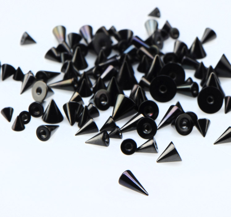 Super akcijski kompleti, Black Micro Cones for 1.2mm, Surgical Steel 316L
