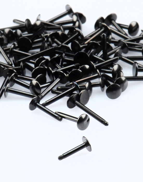 Oferta hurtowa, Black Micro Labret Pins Gauge 1.2mm, Surgical Steel 316L