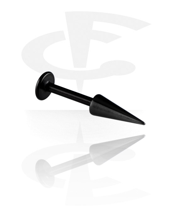 Labretter, Black Micro Labret with Long Cone, Surgical Steel 316L