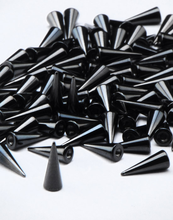 Tukkupakkaukset, Black Micro Long Cones for 1.2mm, Surgical Steel 316L