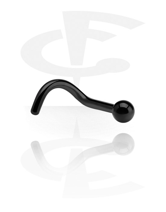 Nose Jewelry & Septums, Curved nose stud (surgical steel, black, shiny finish), Surgical Steel 316L