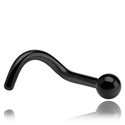 Nosovky a krúžky do nosa, Zahnutá nosovka (chirurgická oceľ, čierna, lesklý povrch), Chirurgická oceľ 316L