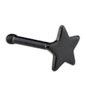 Nosovky a krúžky do nosa, Rovná nosovka (chirurgická oceľ, čierna, lesklý povrch) s ozdoba hviezda, Chirurgická oceľ 316L